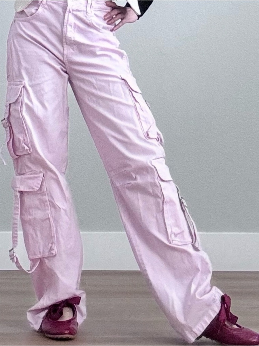 🛍️ Zara Light Pink Utility Cargo Pants — Size XS / US 2